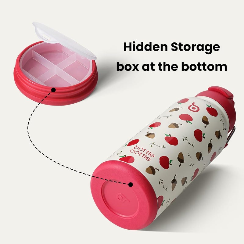 BottleBottle 32oz Insulated Water Bottle Stainless Steel Sport Water Bottle with Straw Dual-use Lid Design for Gym with Pill Box - Image 2